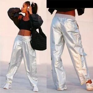 NWOT FP Movement Free People Mesmerize Me Shine Pants Festival Rave Large